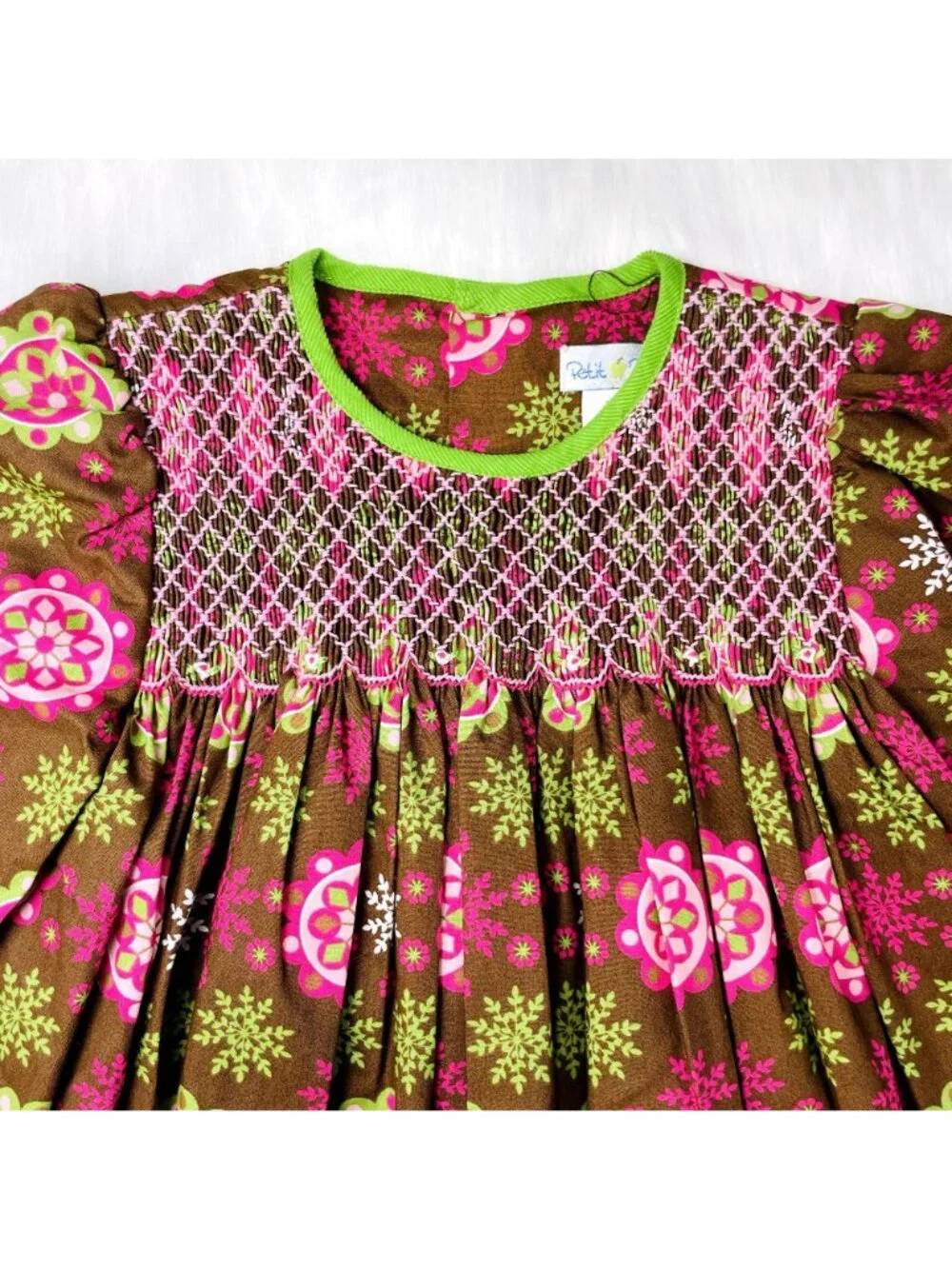 Petit Pomme Floral Long Sleeve Smocked Dress + Bloomers Set Outfit 24m +